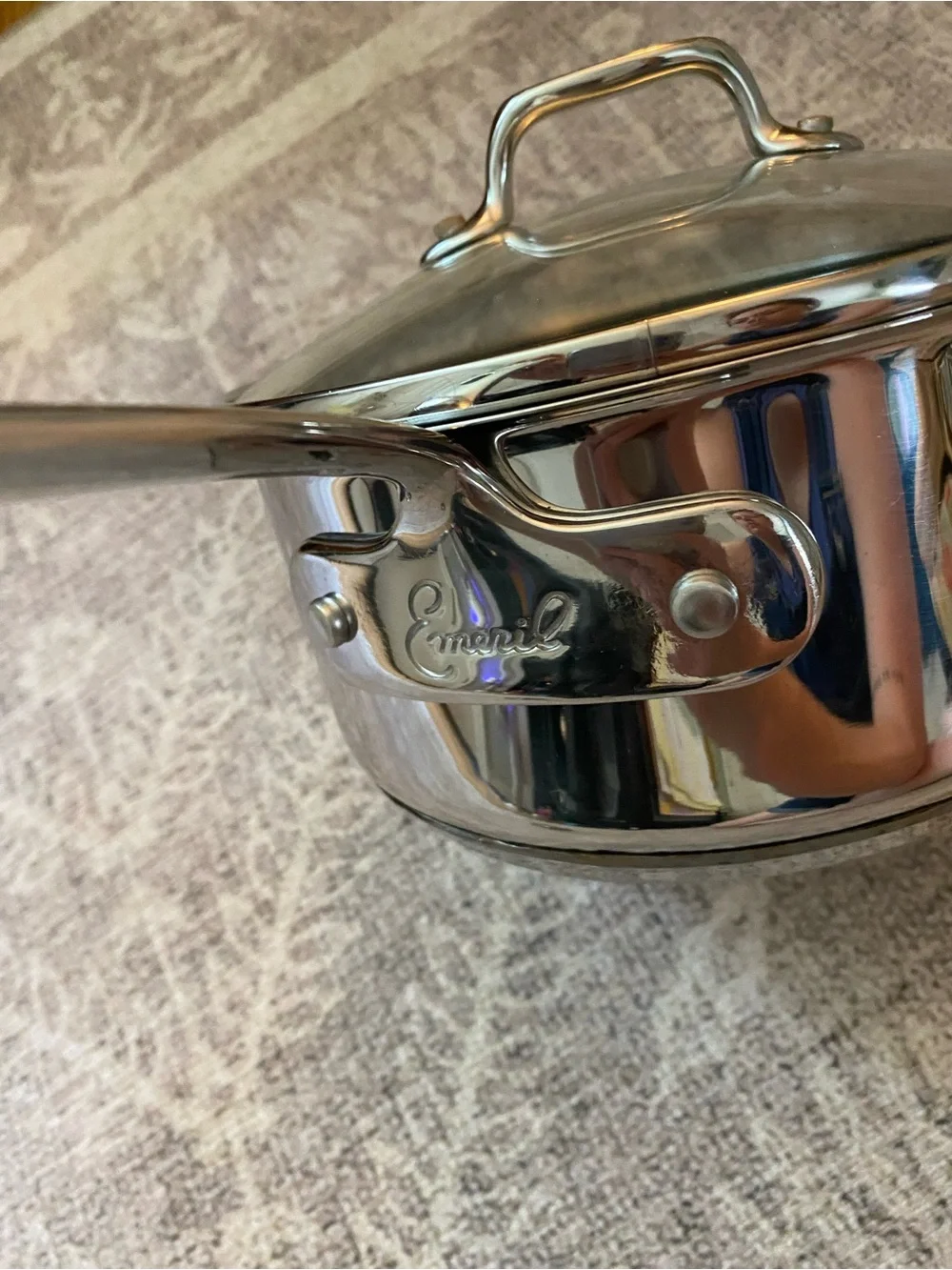 Emeril Copper Core 2Qt Sauce Pan Pot Stainless Steel W/Glass Lid